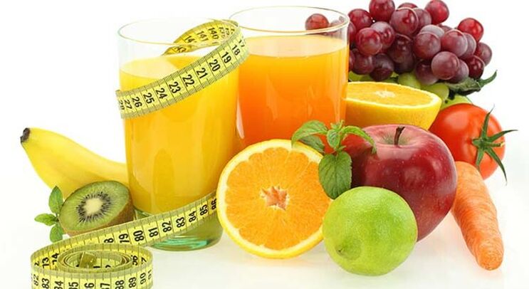 在最喜欢的饮食中减肥的水果、蔬菜和果汁
